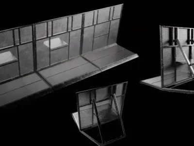 Crowd barrier-barricade 3d model PBR - Production Ready 3D model