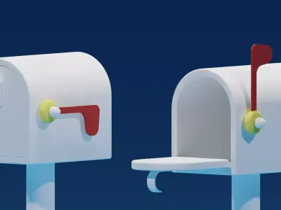 Lovely Cartoon Mailbox Low-poly 3D model