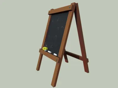 Board wooden easel with blackboard Low-poly 3D model