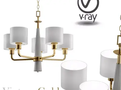 Palacio Collection 5  Light Vintage Gold Chandelier with Shade 3D model