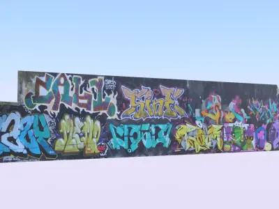 Big graffiti wall 3D model