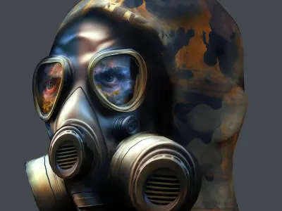 Gas mask helmet 3d model military combat Low-poly Low-poly 3D model