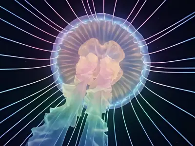 Neon Bioluminescent Jellyfish  Futuristic Ocean  3D model