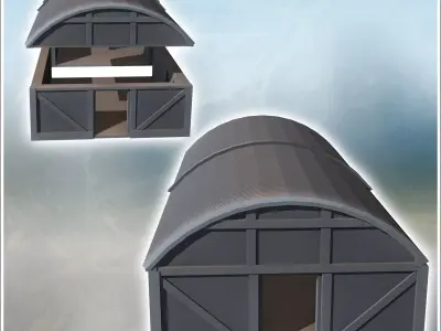 Storage hangar with curved roof and multiple windows 4 - Modern  3D print model