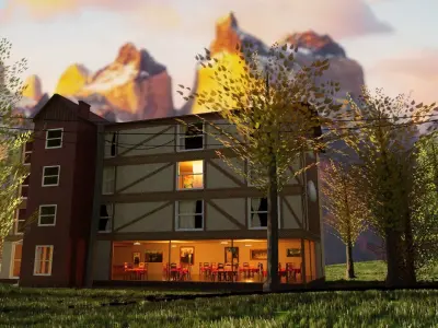 Hotel in Patagonia Low-poly 3D model
