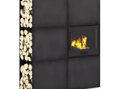 Large Metal Fireplace 3D model