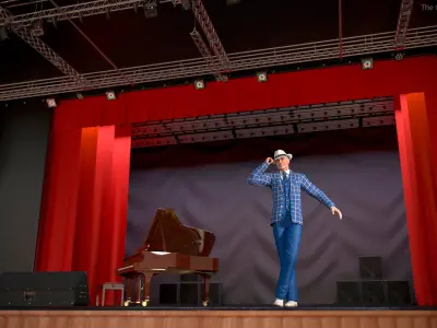  Elderly Gentleman in a Classic White Fedora Rigged for Cinema 4D 