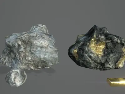 Ores and Ingots 3 Low-poly 3D model
