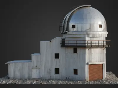 Realistic Astronomical Observatory 3D Model Metallic Dome 3D model