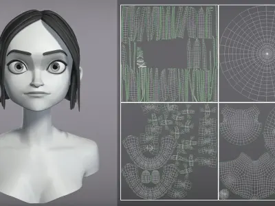 Cartoon female character Lisa base mesh 3D model