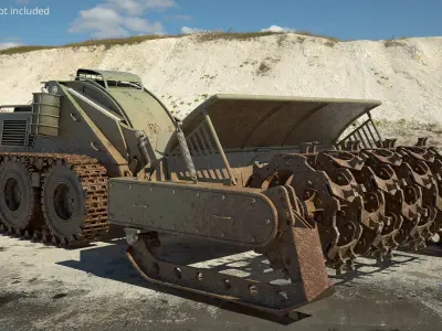  Heavy Rotary Mine Clearance Unit with Visible Wear Military Green Used 