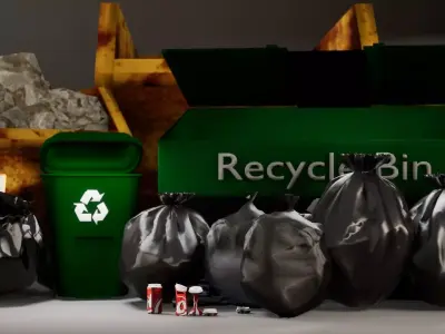 Broken Soda Can Set - Low Poly Game Ready Unity Prefabs Included Low-poly 3D model