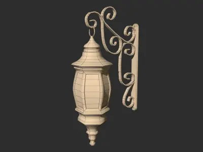 Wall Lantern Low Poly PBR Game Ready Low-poly 3D model