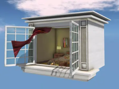 Flying Window Skybox Low-poly 3D model