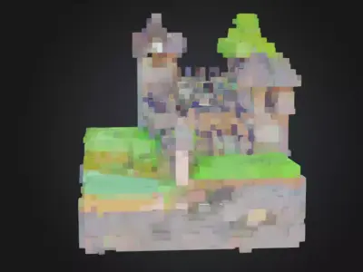 Mosswatch Keep  Voxel Medieval Castle 3D model
