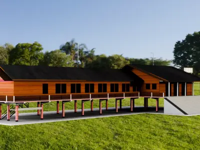 Traditional Houses - Rumah Panjang Low-poly 3D model