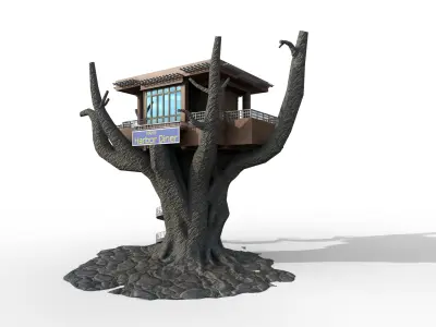 Naha Treehouse  3D Model Low-poly 3D model