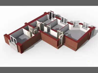 3D Floor Plan Section of apartment 3D model