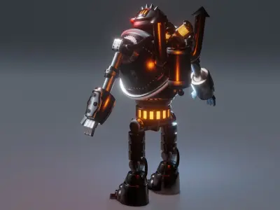 steampunk robot 3D model buy