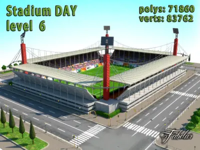 Stadium Level 6 Day-Night Low-poly 3D model