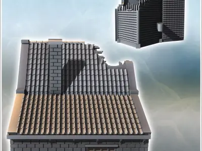 Single-story house with brick walls tiled roof and rear annex 9  3D print model