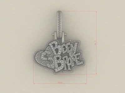 Model 711 Been Broke Heart Diamond Name Pendant 3D print model