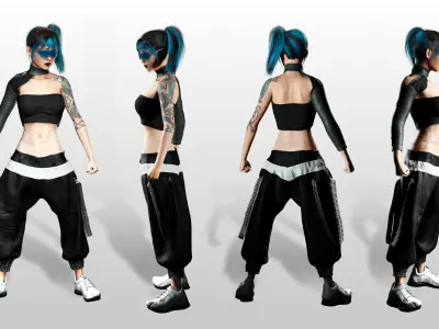 Nova X Stylized Sci Fi Cyberpunk Girl Character Low-poly 3D model