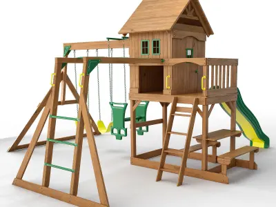 Springboro Wooden Swing Set 3D model