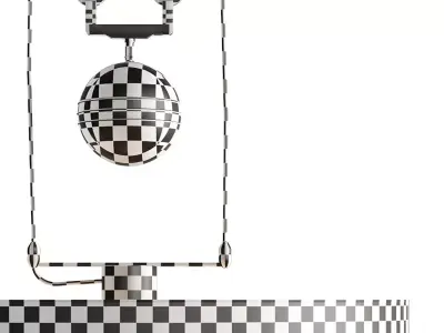 Pulley System Rise and Fall Pendant Light - Card Shade 3D model