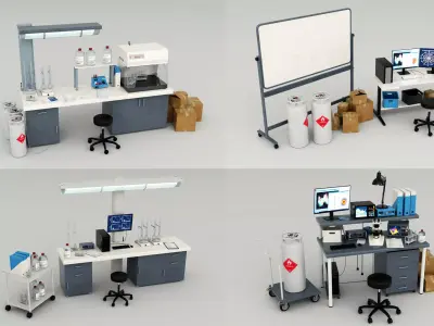 Chemical Laboratory Workbench Low-poly 3D model