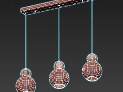 iledex-blossom-c4476-3l-cr three light pendant with glass glo... 3D model