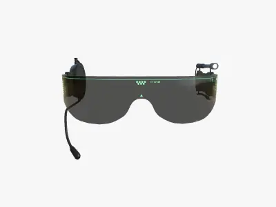 SciFi Glasses D02 Black Green - Character Design Fashion Low-poly 3D model