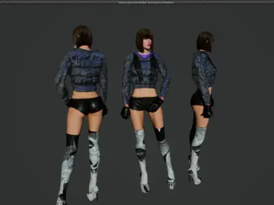 cyberpunk gina Low-poly 3D model