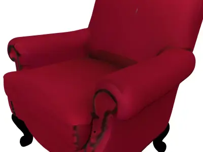 Red Velvet Classic Armchair Low-poly 3D model