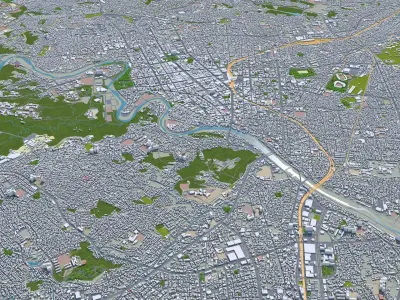 Sendai Japan 70km Low-poly 3D model