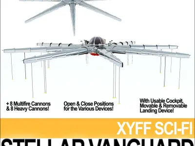 Spaceships Collection futuristic spacecraft 3D Model Pack