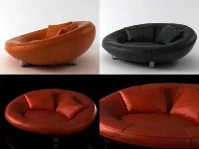 DS-152 leather chair with coffee table 3D model