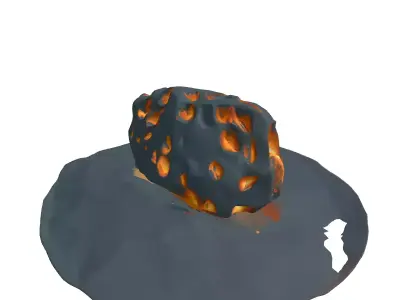 Glowing Lava Meteorite Rock Low-poly 3D model