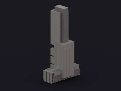 Brutalist Building 02 Low-poly 3D model