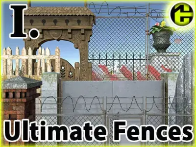 Ultimate Fence Package Low-poly 3D model