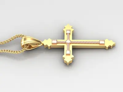 High Cross Pendant Light Gold 18K 4CP083 3D print model
