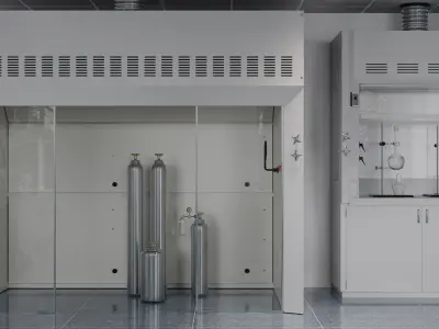 Laboratory with tables and chairs 3D model