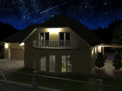 Family house with garage 3D model