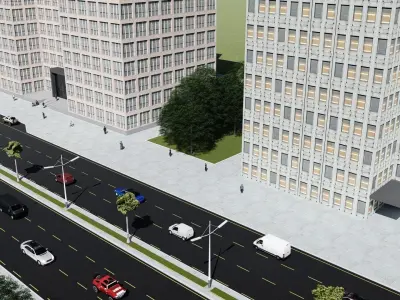 CITY BUILDINGS-LOW POLY Free low-poly 3D model