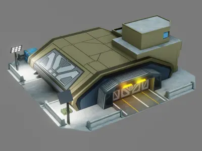 Sci-Fi Hangar - Low Poly - Game Ready - PBR Low-poly 3D model