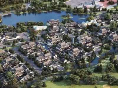 Lakeside Resort Masterplan 3D model