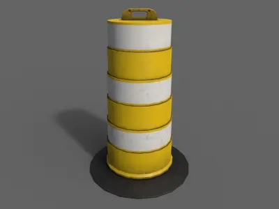 PBR Traffic Drum Barrel Yellow Low-poly 3D model