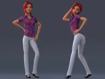Violet ver 2 Cartoon Girl Low-poly 3D model