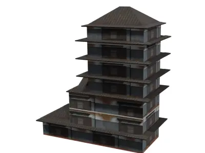Edo Japanease Building - Super Lowpoly Low-poly 3D model