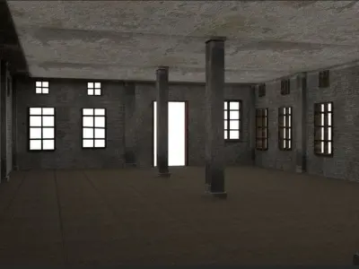 Old Abandoned building Low Poly Interior 3D Model 3D model